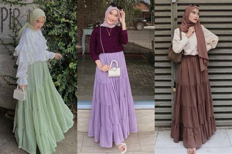 Inspirasi Mix And Match Outfit Hijab Pakai Rok Ruffle Yang Lagi Ngetren