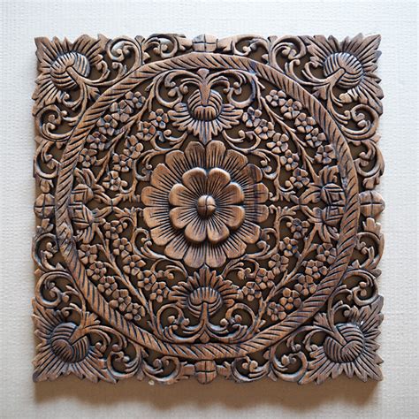 Buy Tropical Wooden Sculpture Wall Panel Online