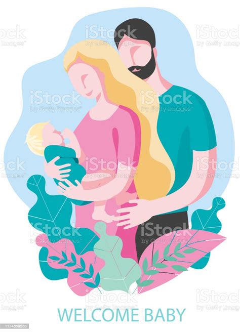그의 팔에 아기와 아름다운 부부 0명에 대한 스톡 벡터 아트 및 기타 이미지 0명 디자인 러시아 Istock