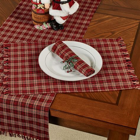 Cranberry Plaid Table Linens