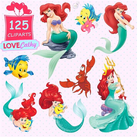 The Little Mermaid Ariel Clipart Digital Png Printable Etsy Uk