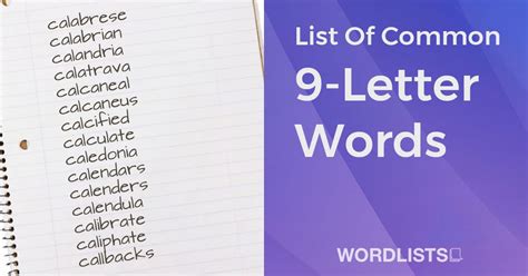 List Of Common 9 Letter Words