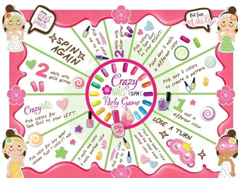 Spin The Nail Polish Bottle Printable Game Girls Party Game Spa Party Sleepover Game Spa