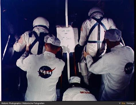 Gemini 6 Prime Crew In White Room Atop Pad 19 During Gemini 6 Countdown