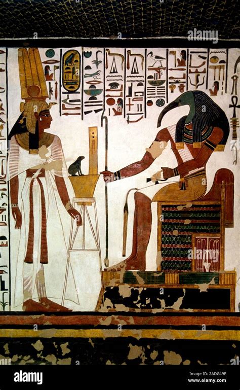 Queen Nefertari And Isis Wall Painting In The Tomb Of Queen Nefertari It Portrays Queen