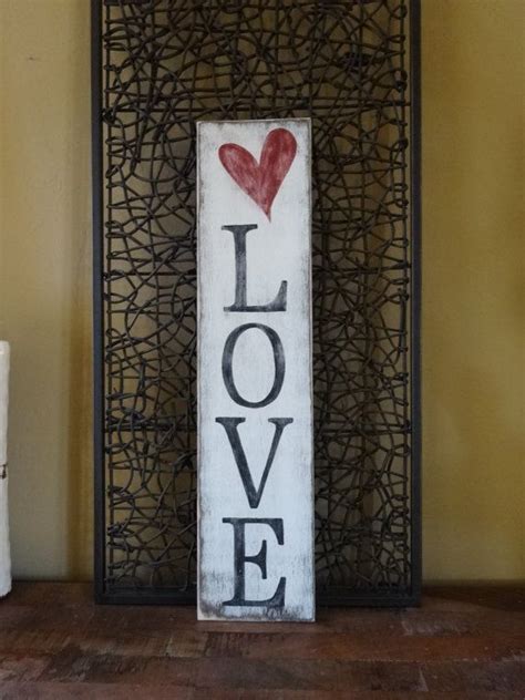 Love Sign 6x26 Hand Painted Wood Sign Heart Wall Decor Valentines