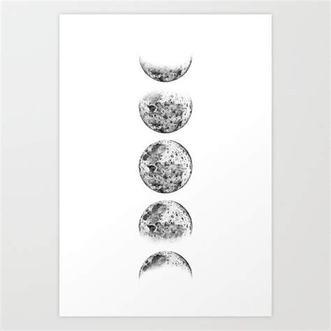 Pencil Drawing Moon Phases White Background Art Print By Aga And