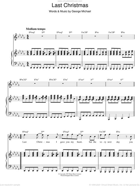 Wham Last Christmas Sheet Music For Voice And Piano Pdf