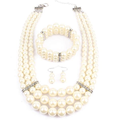 statement necklace cassie pearl necklace set oz bling