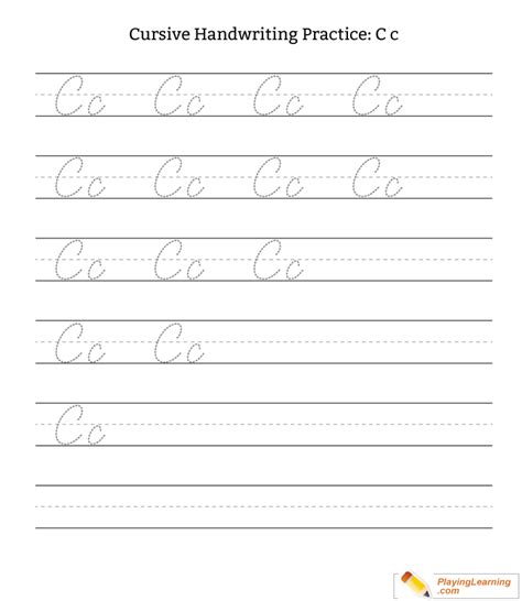 Cursive Handwriting Practice Letter C Free Cursive Handwriting