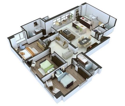 Amazing 3d House Floor Plan Design To See More Visit 👇 3d House Plans