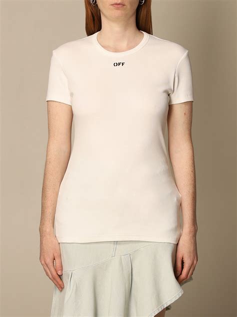 Off White Off White Cotton T Shirt With Logo White Off White T Shirt Owaa065s21jer001