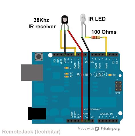 The longer wires on the leds are positive and the shorter wires are negative. Ir Transmitter And Receiver Arduino Remotejack Arduino ...