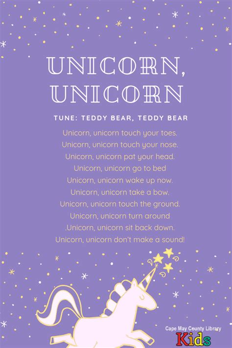 With the 4th of july right around the corner, i also put together a set of patriotic songs to sing with them. Try out this fun transitional action rhyme for unicorn ...