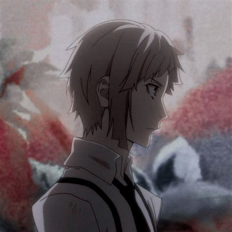 An Anime Character With Short Hair Standing In Front Of A Painting
