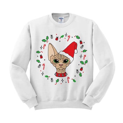 Sphynx Cat Christmas Crewneck Sweatshirt Ugly Christmas Etsy
