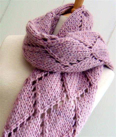 Knitting Pattern For Easy Diamond Lace Scarf Easy Scarf Knitting