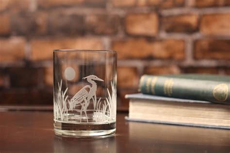 Heron Etched Double Old Fashioned Glasses Set Of 4 Etched Designs Old Fashioned Fashion Set