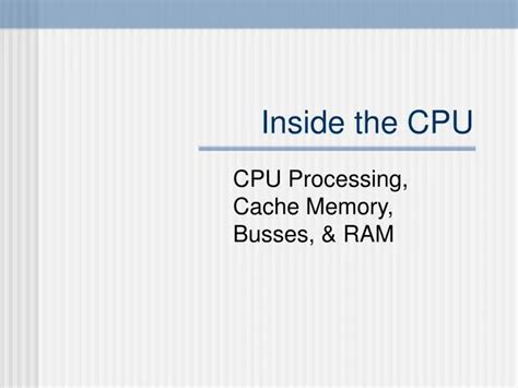 Ppt Inside The Cpu Powerpoint Presentation Free Download Id528890