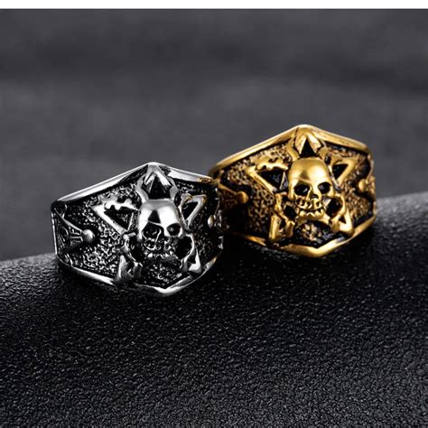 Vintage Ring Men Skull Gold Color 316l Stainless Steel Skull Rings For