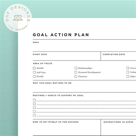 Free Goal Action Plan Printable Day Designer
