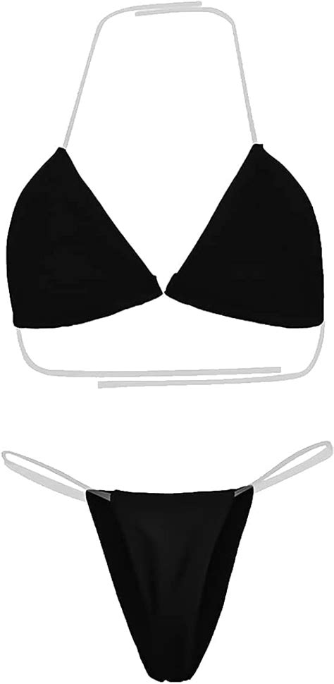 Buy Mkiovh Ladies Sexy Bikini Clear Strap Bikini Set Beach Black Brazilian Thong Bikini