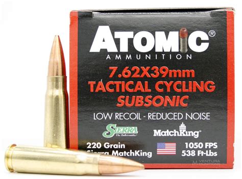 Atomic Tactical Cycling Subsonic 762x39mm 220gr Hpbt Ammo 50 Rounds