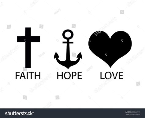 Faith Hope Love Drawing Vector Stock Vector 308586311