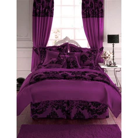 Royal Velvet Duvet Cover In Victorian Damask Faux Silk Bedding Purple Bedding Purple