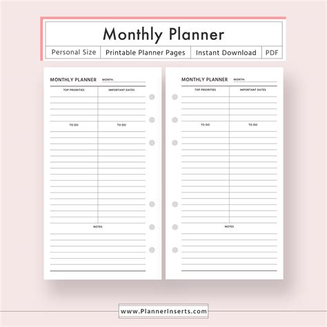 Monthly Planner For Unlimited Instant Download Digital Printable