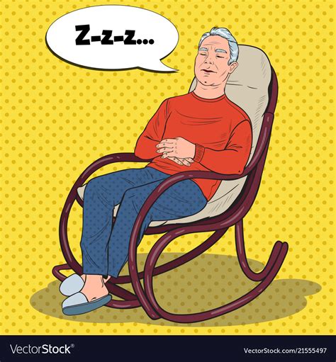 Pop Art Senior Man Sleeping In Chair Grandfather Vector Image