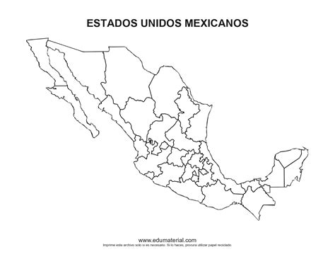 Mapa De México Sin Nombres EduMaterial