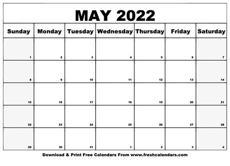 Printable May 2022 Calendar Free Printable Calendars Images