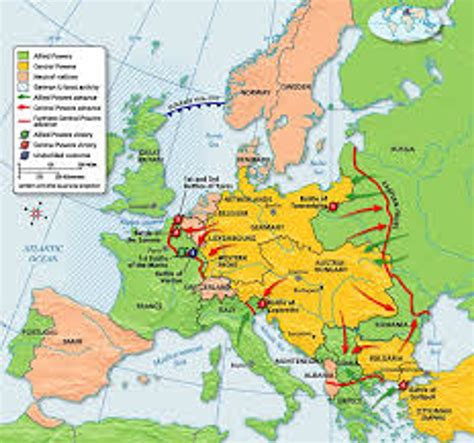 World War 1 Map Of Allies And Central Powers