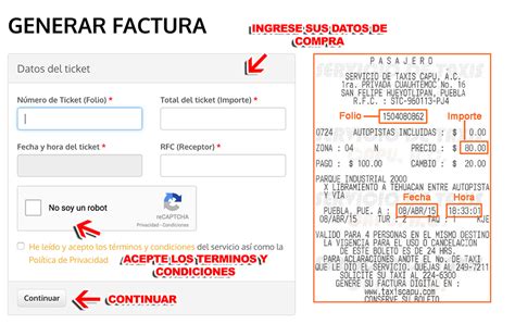 Taxis Capu Facturación Facturar Ticket Descargar Xml