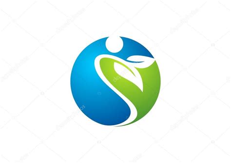 Spa and wellness circle plant logo, health people landscape global ...