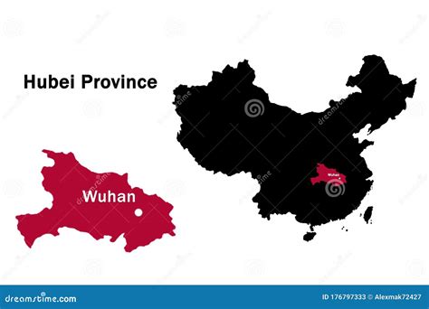 Map Of Province Of China Hubei With Designation Of Capital Wuhan Stock