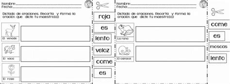 Excelentes Fichas De Dictado Para Formar Oraciones Para Primer Y Segundo Grado De Primaria