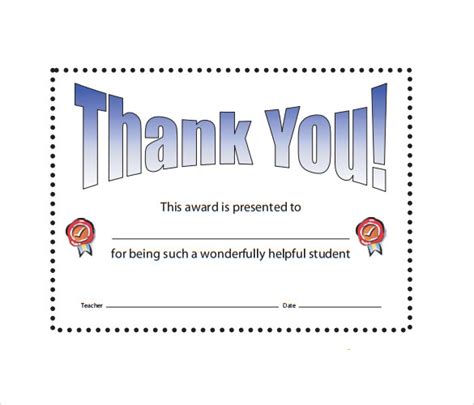 Printable Thank You Certificates Template Printable Templates