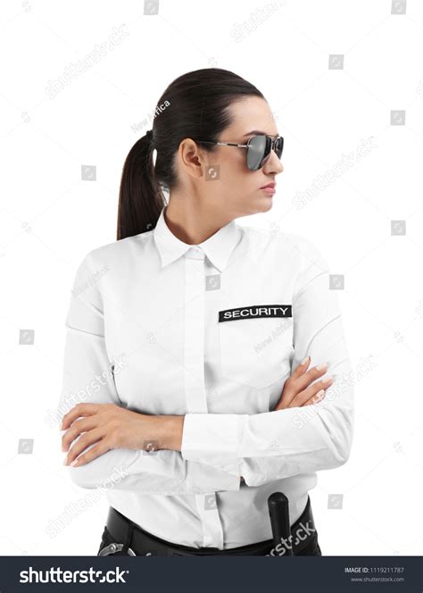 Female Security Guard Uniform On White Stock Photo 1119211787