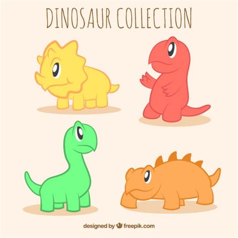 Malvorlagen dinosaurier ausdrucken zum drucken. Nette kleine dinosaurier in farben | Kostenlose Vektor