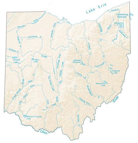 Ohio Lakes And Rivers Map Gis Geography