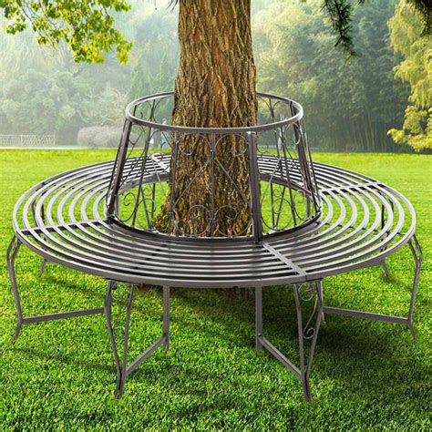 Westwood Outdoor Garden Tree Bench Round Circular Steel Vintage Seat