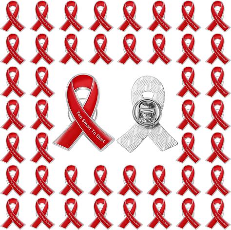 Loetere 100 Pieces Red Ribbon Pins Hiv Aids Cancer