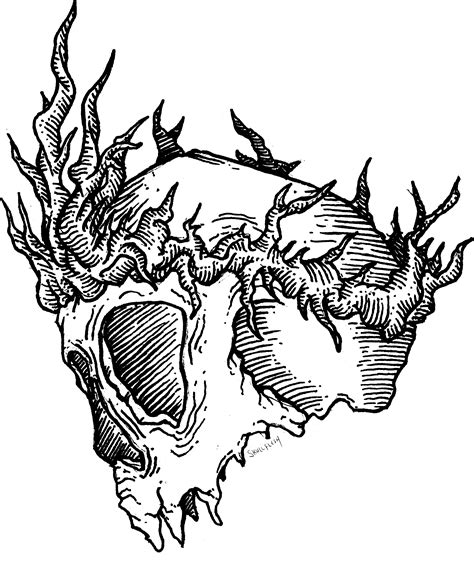A Nifty Skull Wearing A Crown Of Thorns Clip Art Library