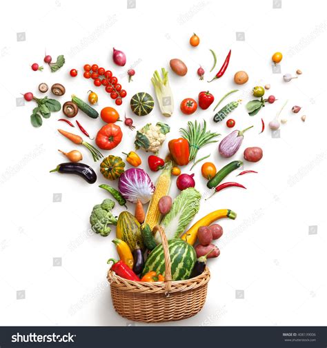 Healthy Food Basket Studio Photography Different Stock Photo 408139006