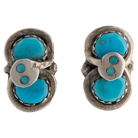 Vintage Zuni Petite Signed Effie Calavaza Turquoise Silver Snake