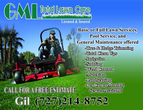 In wisconsin offering award winning lawn care and lawn service in the following suburbs: GML Total Lawn Care Flyer - GML Total Lawn Care