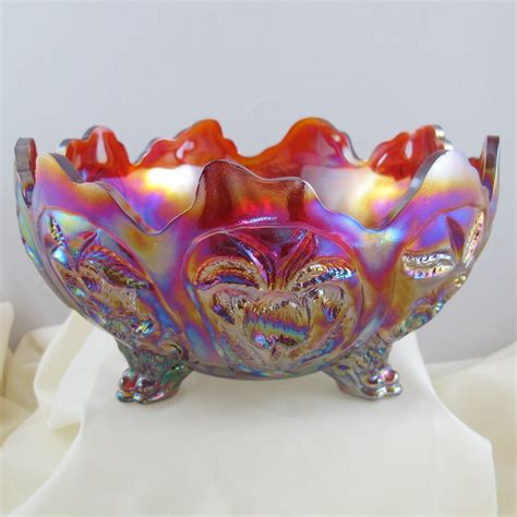Imperial Sunset Ruby Iris Carnival Glass Master Bowl Carnival Glass