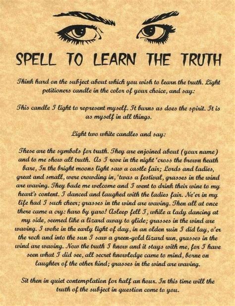 Truth Spell Witch Spell Book Witchcraft Spell Books
